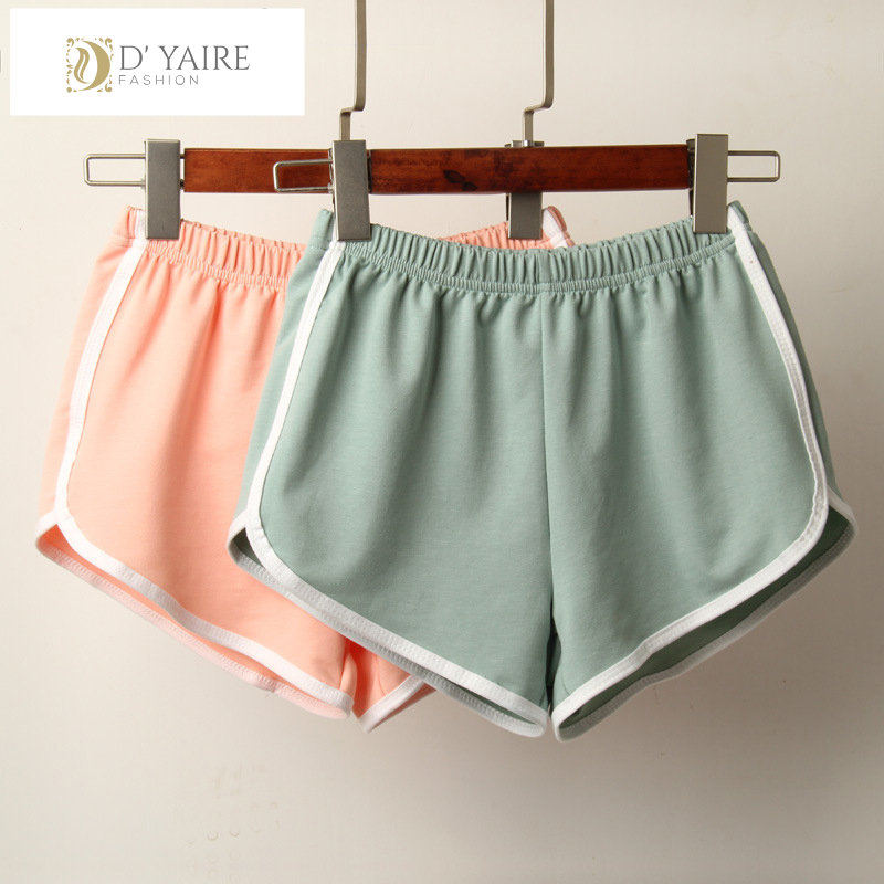 Pantalones cortos deportivos para mujer, Shorts ajustados antivaciado de Color caramelo, informales, con cintura elástica, para playa